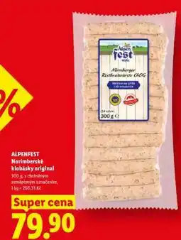 Lidl ALPENFEST Norimberské klobásky original nabídka