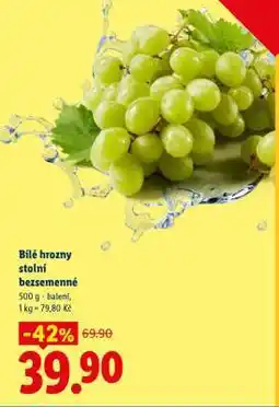 Lidl BÍLÉ HROZNY STOLNÍ BEZSEMENNÉ nabídka