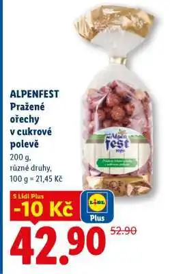 Lidl ALPENFEST Pražené ořechy v cukrové polevě nabídka