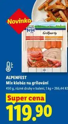Lidl ALPENFEST Mix klobás na grilování nabídka