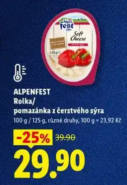 Lidl ALPENFEST Rolka/pomazánka z čerstvého sýra nabídka