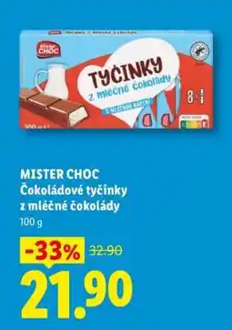 Lidl MISTER CHOC Čokoládové tyčinky z mléčné čokolády nabídka