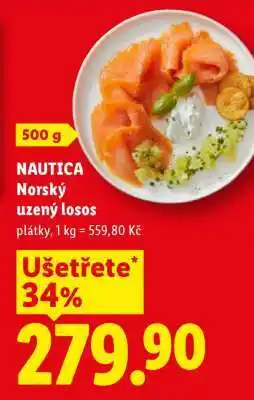 Lidl NAUTICA NORSKÝ UZENÝ LOSOS nabídka