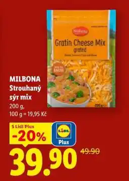 Lidl MILBONA Strouhaný sýr mix nabídka