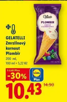 Lidl GELATELLI Zmrzlinový kornout plombir nabídka
