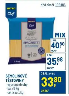 Makro Semolinové těstoviny nabídka