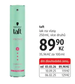 dm drogerie Taft lak na vlasy nabídka