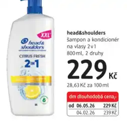 dm drogerie Head&shoulders šampon a kondicionér na vlasy 2v1 nabídka