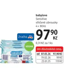 dm drogerie Babylove Sensitive vlhčené ubrousky nabídka