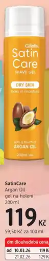 dm drogerie SatinCare Argan Oil gel na holení nabídka