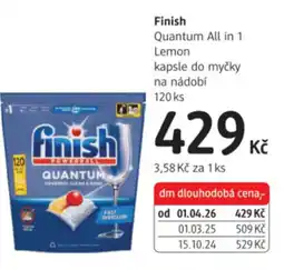 dm drogerie Finish Quantum All in 1 Lemon kapsle do myčky na nádobí nabídka