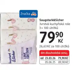 dm drogerie Saugstark&Sicher 3vrstvá kuchyňská role nabídka