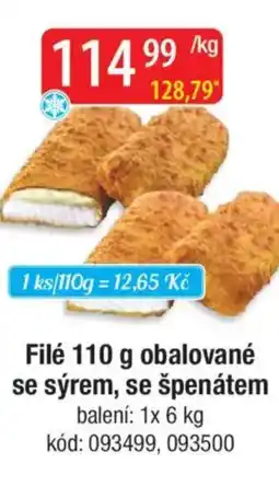 Qanto Filé obalované se sýrem, se špenátem nabídka