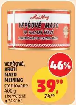 Penny Market VEPŘOVÉ, KRŮTÍ MASO MEINING nabídka