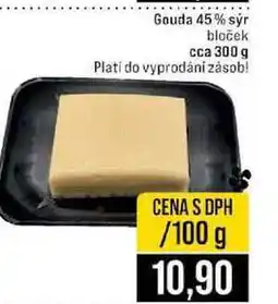 Jip Gouda 45% sýr bloček cca 300 g 100g nabídka