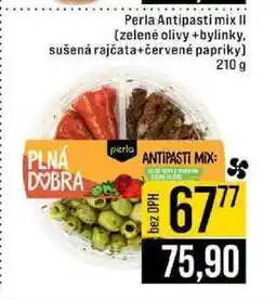 Jip Perla Antipasti mix II zelené olivy +bylinky sušená rajčata+červené papriky 210 g nabídka