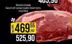 Jip Hovězí steak heart rump zadní část kýty cca 3 kg 1kg nabídka