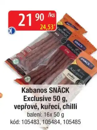 Qanto Kabanos SNÄCK Exclusive, vepřové, kuřecí, chilli nabídka
