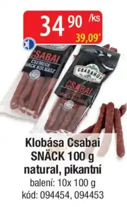Qanto Klobása Csabai SNÄCK natural, pikantní nabídka