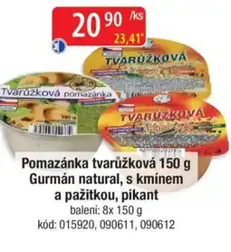 Qanto Pomazánka tvarůžková Gurmán natural, s kmínem a pažitkou, pikant nabídka