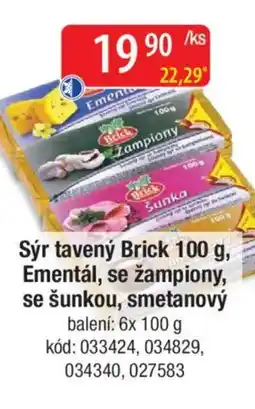 Qanto Sýr tavený Brick, Ementál, se žampiony, se šunkou, smetanový nabídka