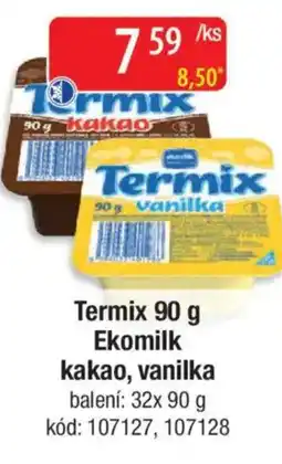 Qanto Termix Ekomilk kakao, vanilka nabídka