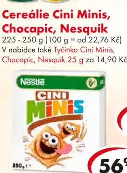CBA Cereálie Cini Minis, Chocapic, Nesquik nabídka