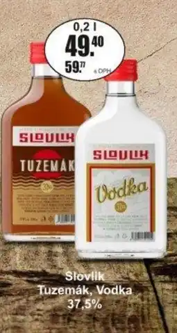 Adam Slovlik Tuzemák, Vodka 37,5% nabídka