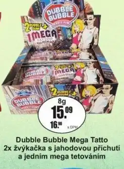 Adam Dubble Bubble Mega Tatto 2x žvýkačka s jahodovou příchutí a jedním mega tetováním nabídka