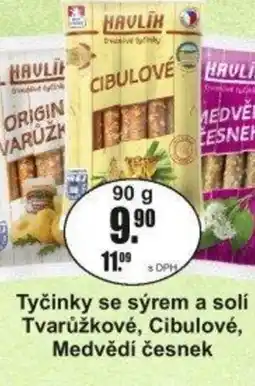 Adam Tyčinky se sýrem a solí Tvarůžkové, Cibulové, Medvědí česnek nabídka
