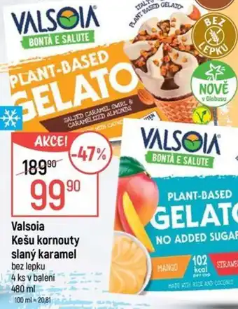 Globus VALSOIA Kešu kornouty slaný karamel nabídka
