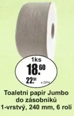 Adam Toaletní papír Jumbo do zásobníků 1-vrstvý, 240 mm, 6 rolí nabídka