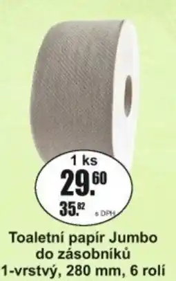 Adam Toaletní papír Jumbo do zásobníků 1-vrstvý, 280 mm, 6 rolí nabídka