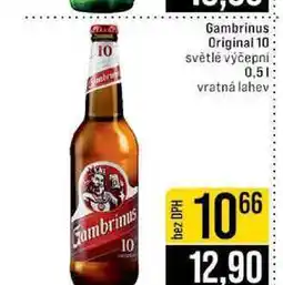 Jip Gambrinus Original 10 světlé výčepní nabídka