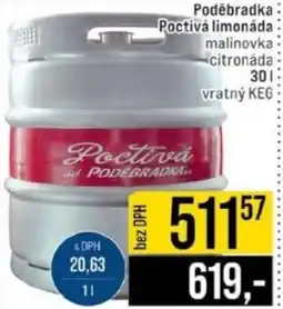 Jip Poděbradka Poctivá limonáda malinovka citronáda nabídka