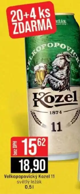Jip Velkopopovický Kozel 11 světlý ležák nabídka