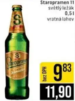 Jip Staropramen 11 světlý ležák vratná lahev nabídka