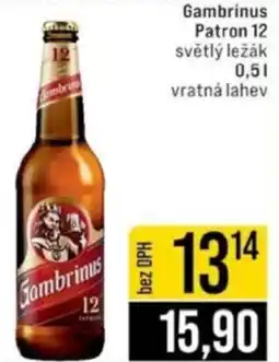 Jip Gambrinus Patron 12 světlý ležák vratná lahev nabídka