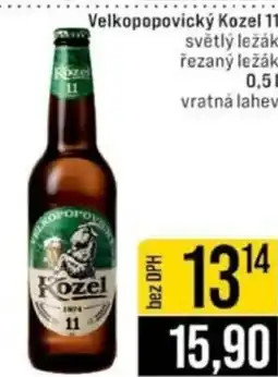 Jip Velkopopovický Kozel 11 světlý ležák řezaný ležák vratná lahev nabídka
