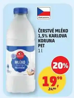 Penny Market Čerstvé mléko 1,5% Karlova Koruna PET nabídka