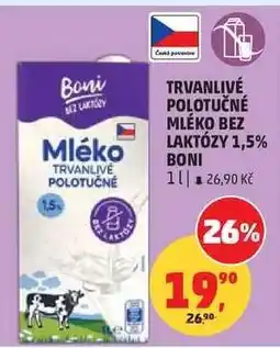Penny Market TRVANLIVÉ POLOTUČNÉ MLÉKO BEZ LAKTÓZY 1,5% BONI nabídka
