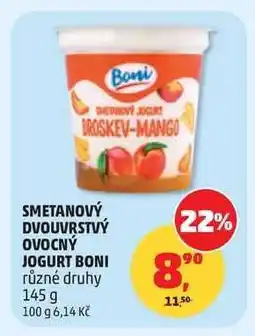Penny Market SMETANOVÝ DVOUVRSTVÝ OVOCNÝ JOGURT BONI nabídka