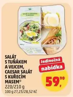 Penny Market Salát s tuňákem a vejcem, Caesar salát s kuřecím masem nabídka