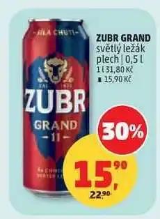 Penny Market ZUBR GRAND světlý ležák plech 0,5 l nabídka