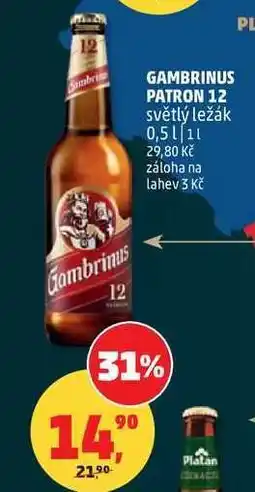 Penny Market Gambrinus Patron 12 světlý ležák nabídka