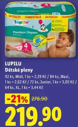 Lidl LUPILU Dětské pleny, 92 ks nabídka