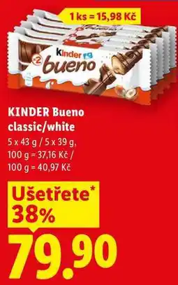 Lidl KINDER Bueno classic/white, 5 x 43 g/5 x 39 g nabídka