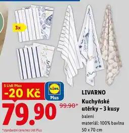 Lidl LIVARNO Kuchyňské utěrky - 3 kusy nabídka