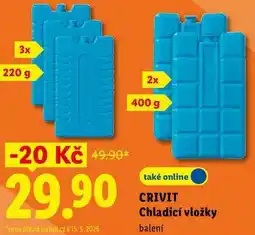 Lidl CRIVIT Chladicí vložky balení nabídka