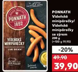 Kaufland PONNATH Vídeňské minipárečky/ Vídeňské minipárečky se sýrem nabídka